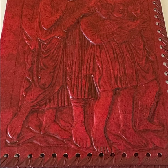 Vintage Red Italian Embossed Leather Bible Book Journal Cover Protector - Picture 11 of 13